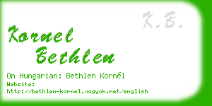 kornel bethlen business card